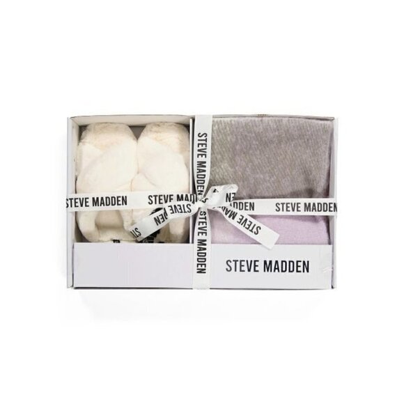 STEVE MADDEN Brushed Oversized Buffalo Plaid Scarf With Slippers Lavender | XL - Picture 2 of 5